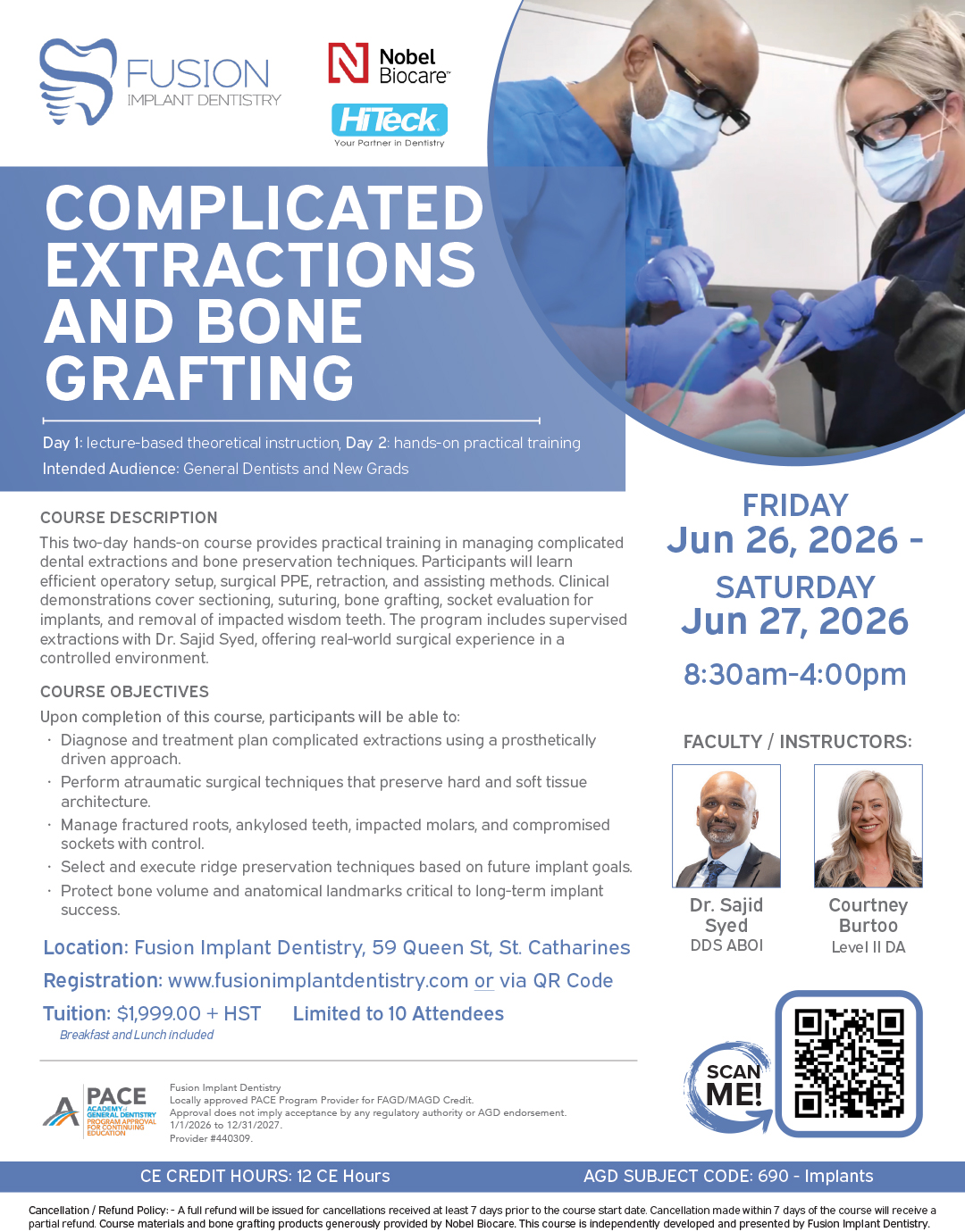 Dental course on complicated extractions and bone grafting