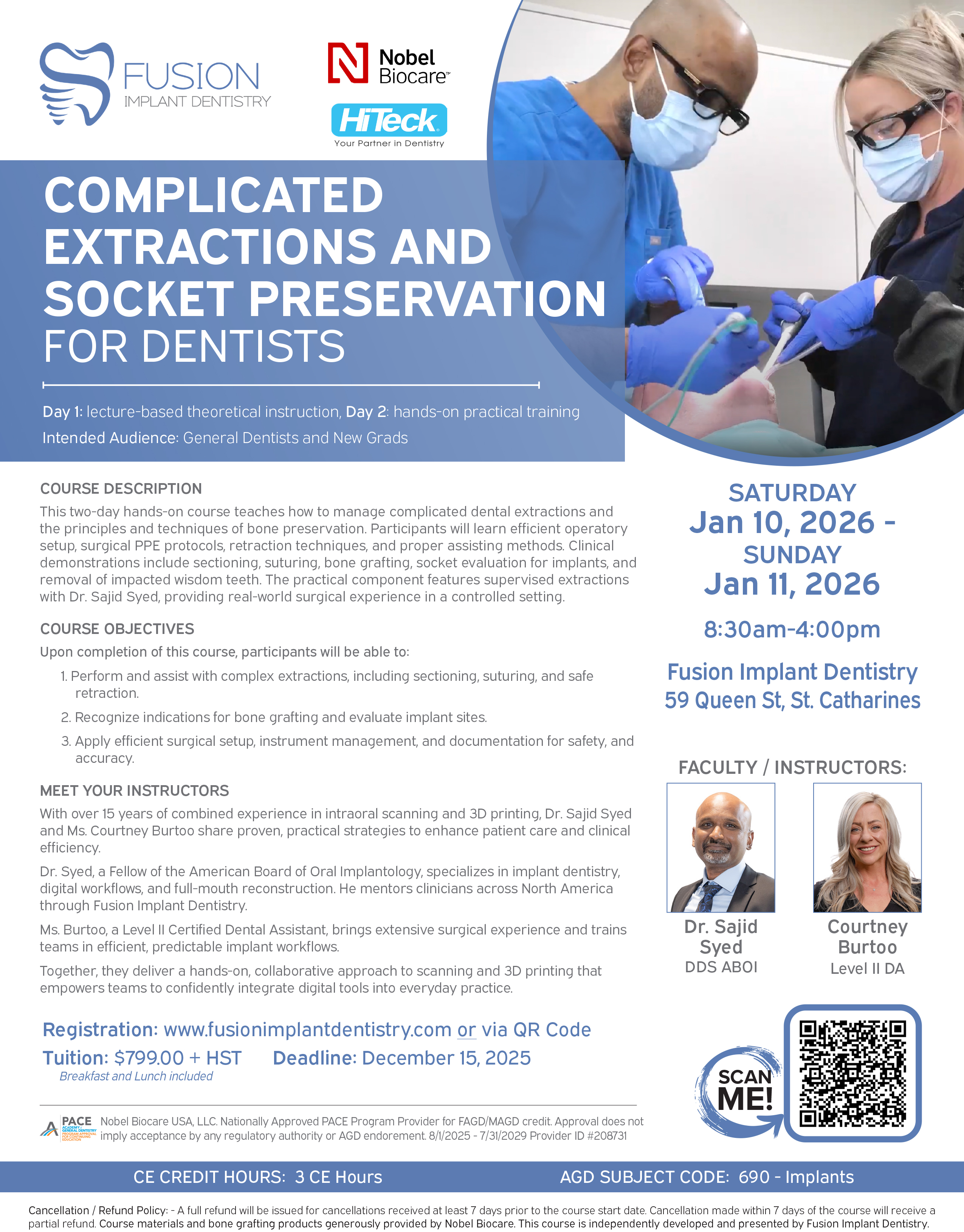 Dental course on complicated extractions and socket preservation